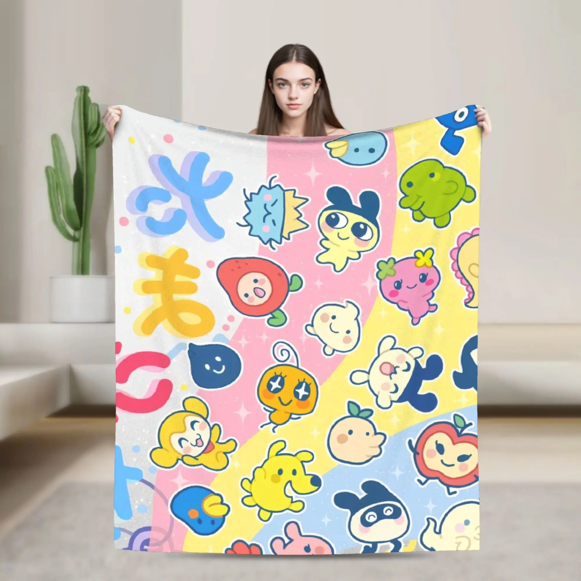 Cartoon T-Tamagotchi Blanket Cozy Soft  Throw Blankets for Couch 50x60 Inch Multi-size Rug Piece