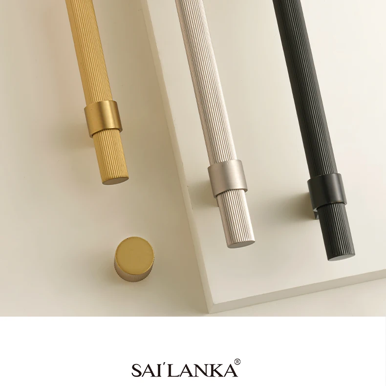 SAILANKA Messing-Möbelgriffe, modern, gestreift, für Schrank, Kleiderschrank, Kommode, Schuhkarton, Schublade, Schrankknöpfe, T-Stange – Detail 20