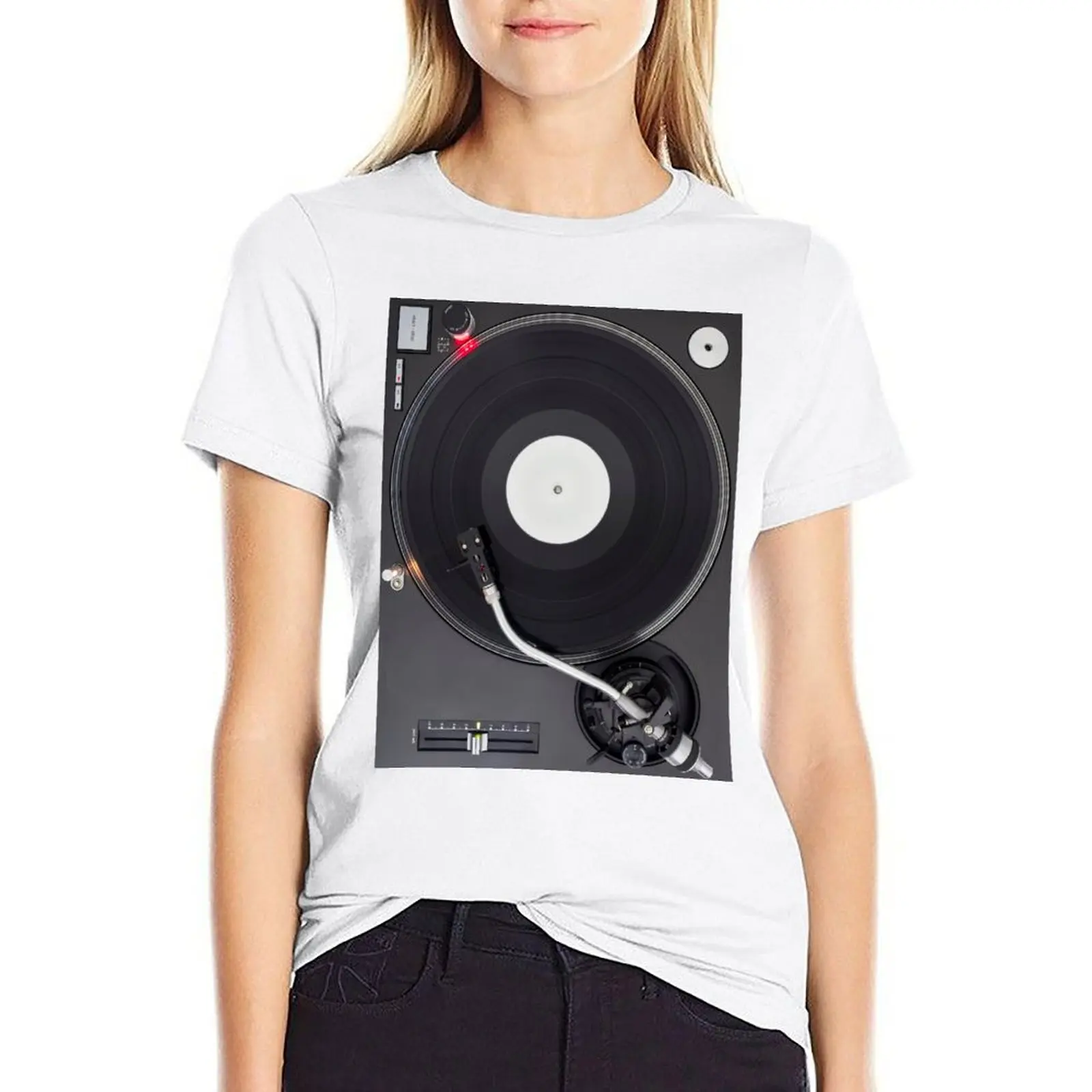 

DJ Turntable, Playing Vinyl Record Photo T-shirt female tees Women t shirt