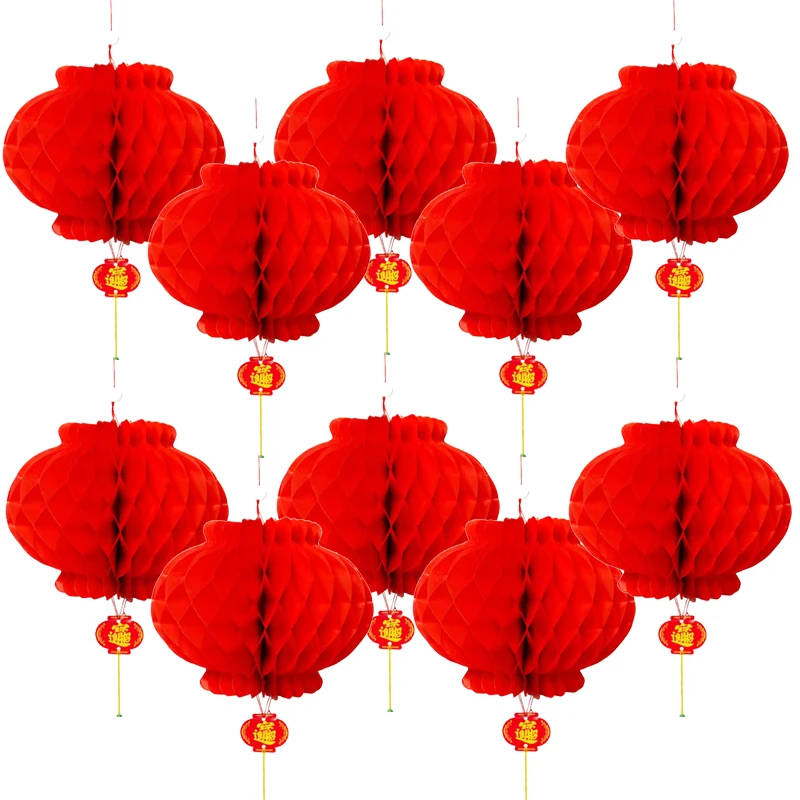 20 Faroles Rojos Chinos Tradicionales de 20 cm de Diámetro para Decoración del Año Nuevo Chino 2026, Faroles de Papel Colgantes para Festivales