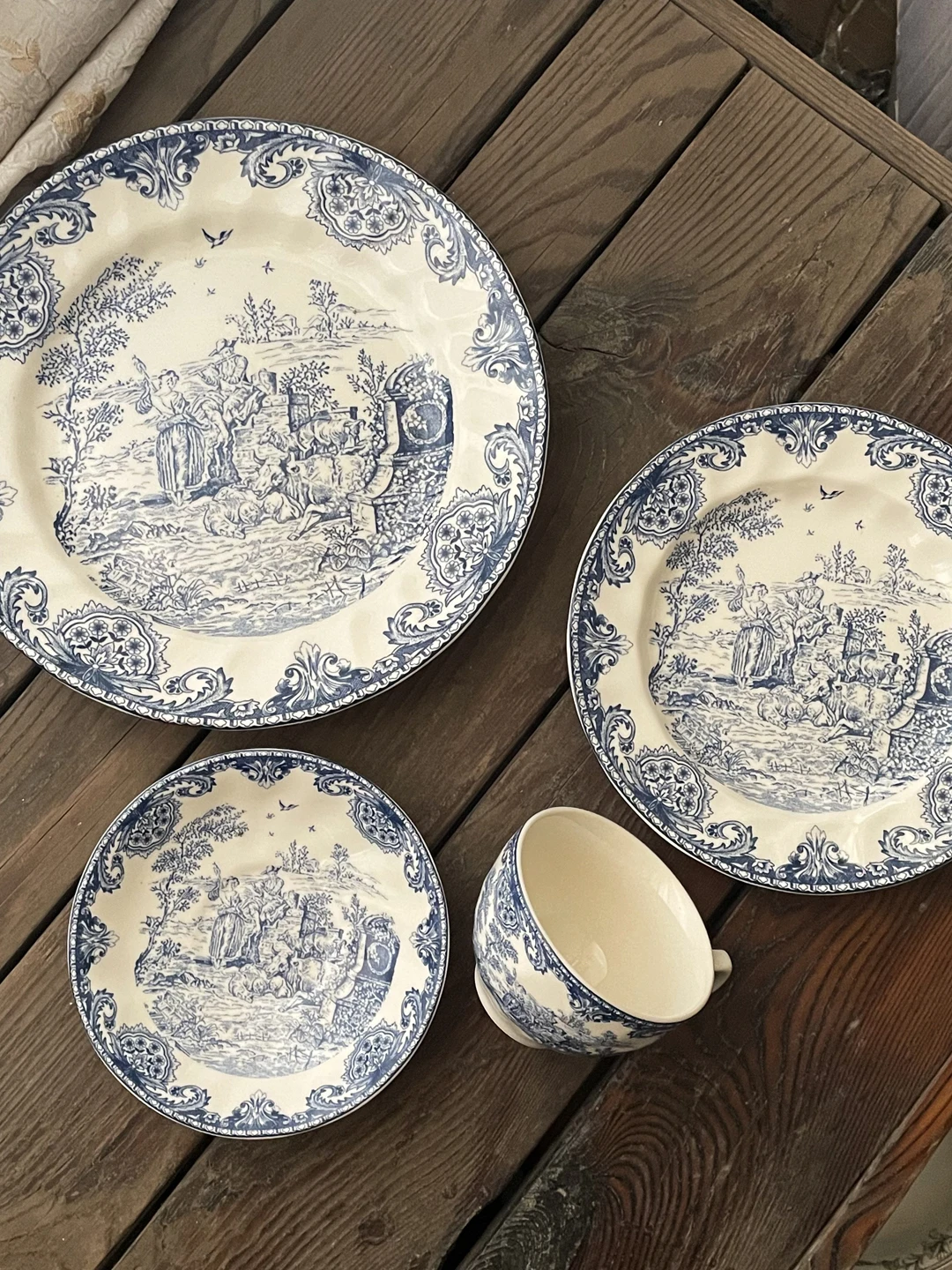 retro-cowboy-deep-blue-ceramic-dining-set-steak-plate-coffee-cup-dessert-plate-round-shape-microwave-oven-and-dishwasher-safe
