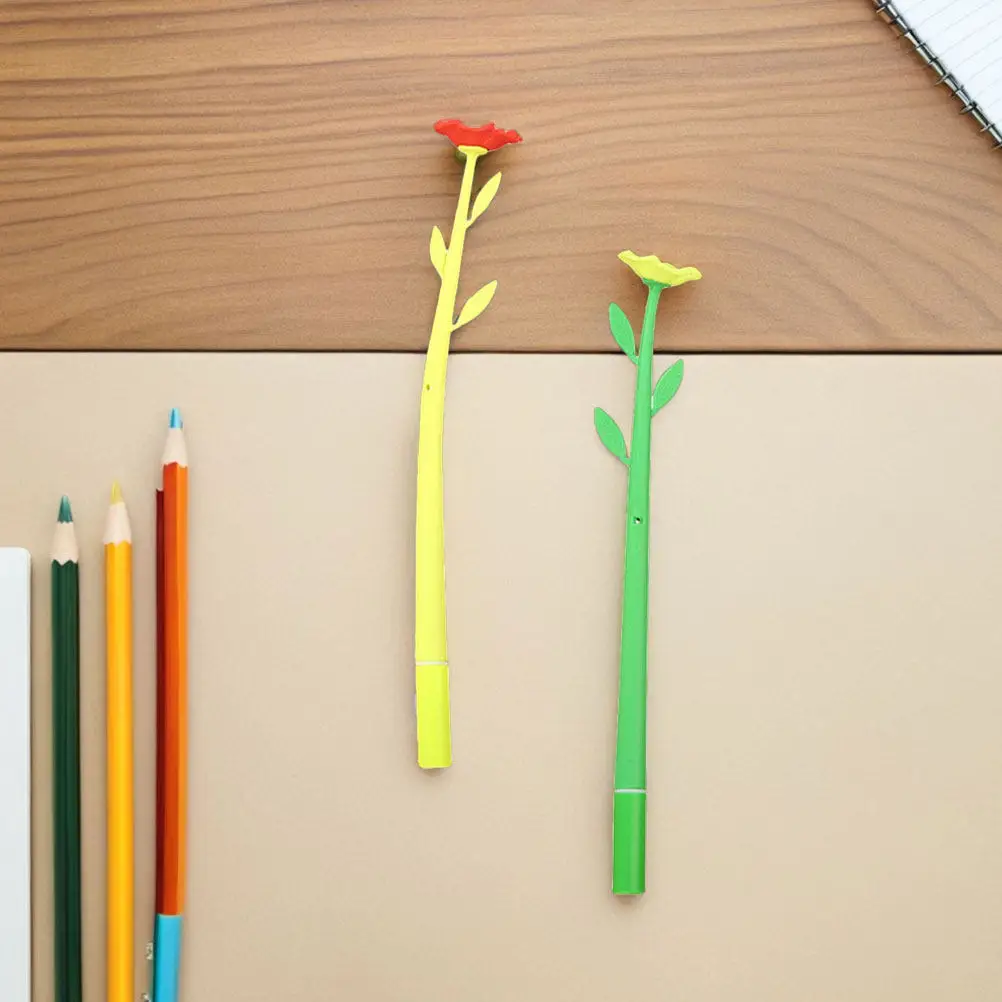 50Pcs Flower Writing Pens Unique 3D Floral Pattern Smooth Gel Ink Cute Cartoon Design for Note Taking Signing Documents