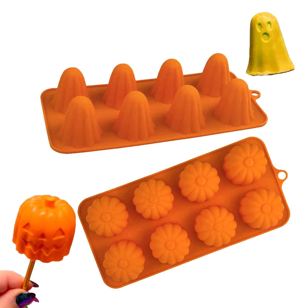 Halloween Pumpkin Ghost Head Mousse Cake DIY Baking Mold for Chocolate Fudge Desserts