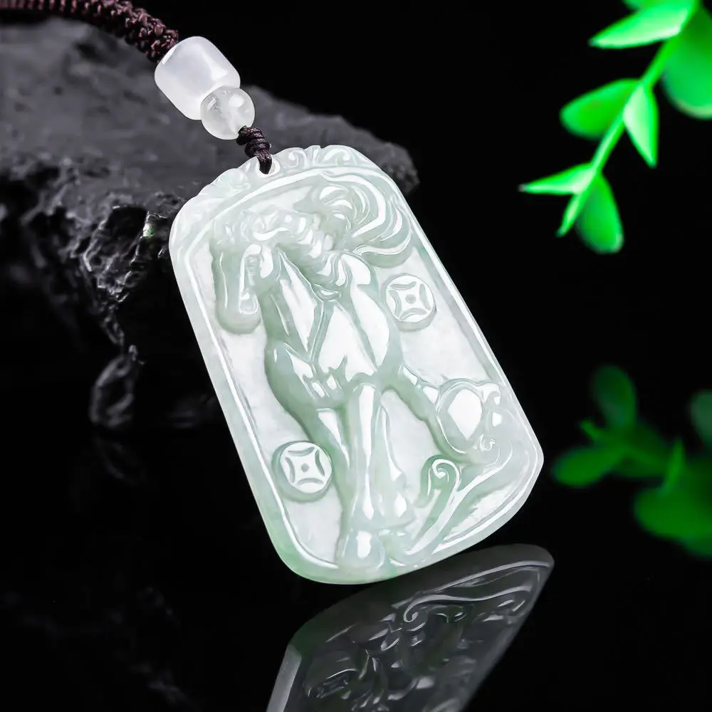 Moisturizing White Background Jade Galloping Horse Jadeite Pendant Auspicious Jade Hanging For Men's Women's Gifts Drop Shipping