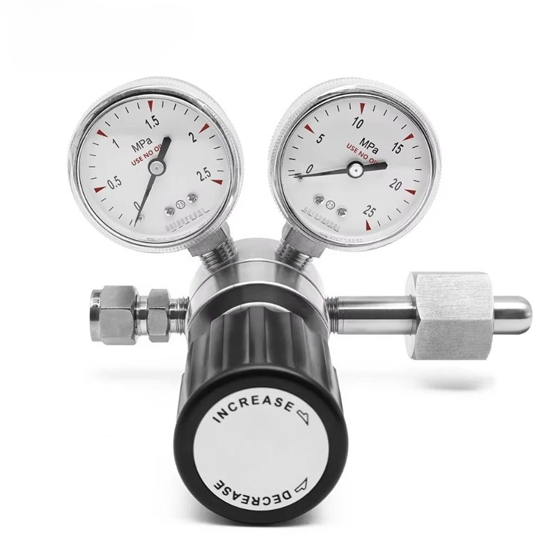 Double Surface Stainless Steel 316L Hydrogen Helium Argon Nitrogen Oxygen Gas Pressure Regulator