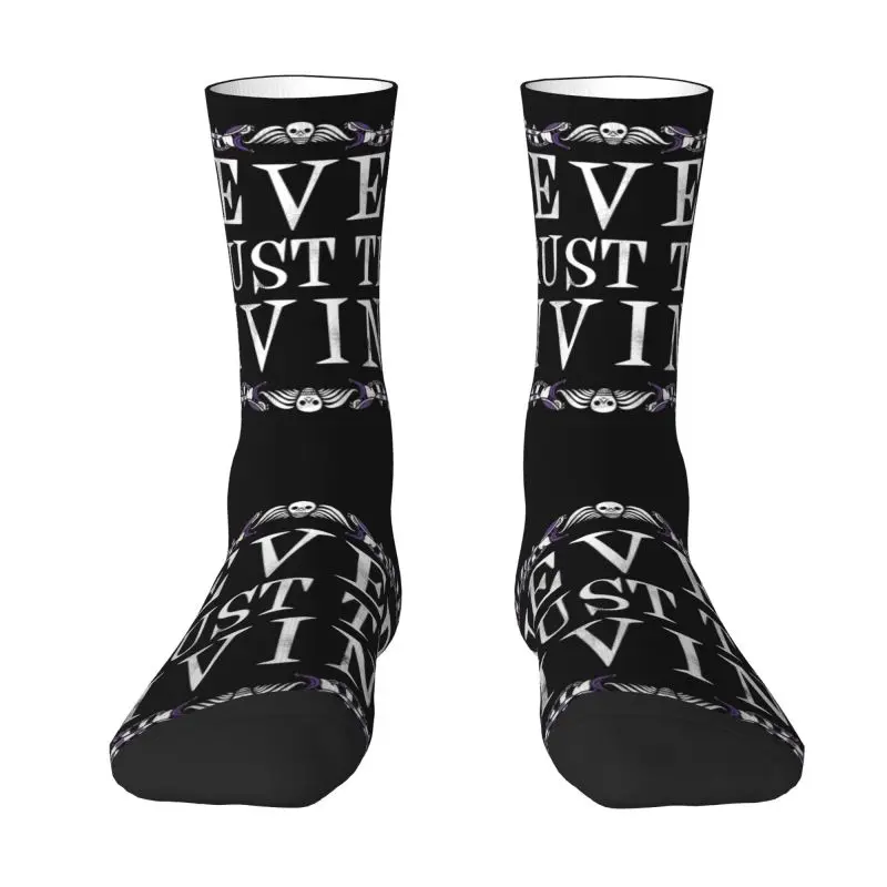 Kawaii Never Trust The Living Socks Women Men Warm 3D Printing Goth Occult Halloween Witch Quote Basketball Sports Socks