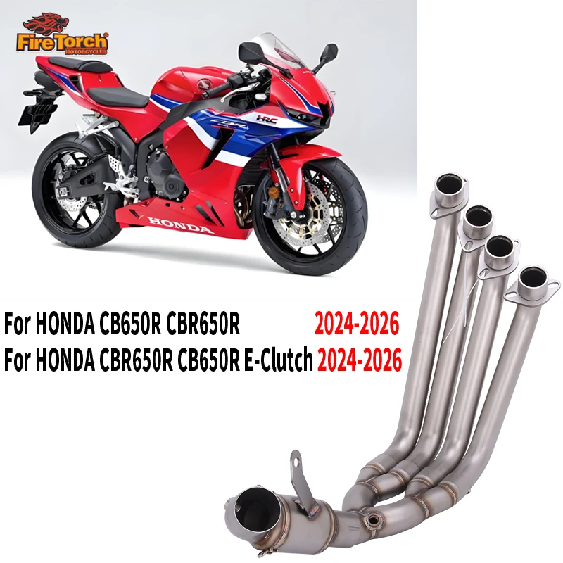 Sistema de escape de motocicleta de acero inoxidable con tubo de conexión delantero y medio para Honda CB650R CBR650 E-Clutch 2024-2026, tipo Slip-On, Espace Moto