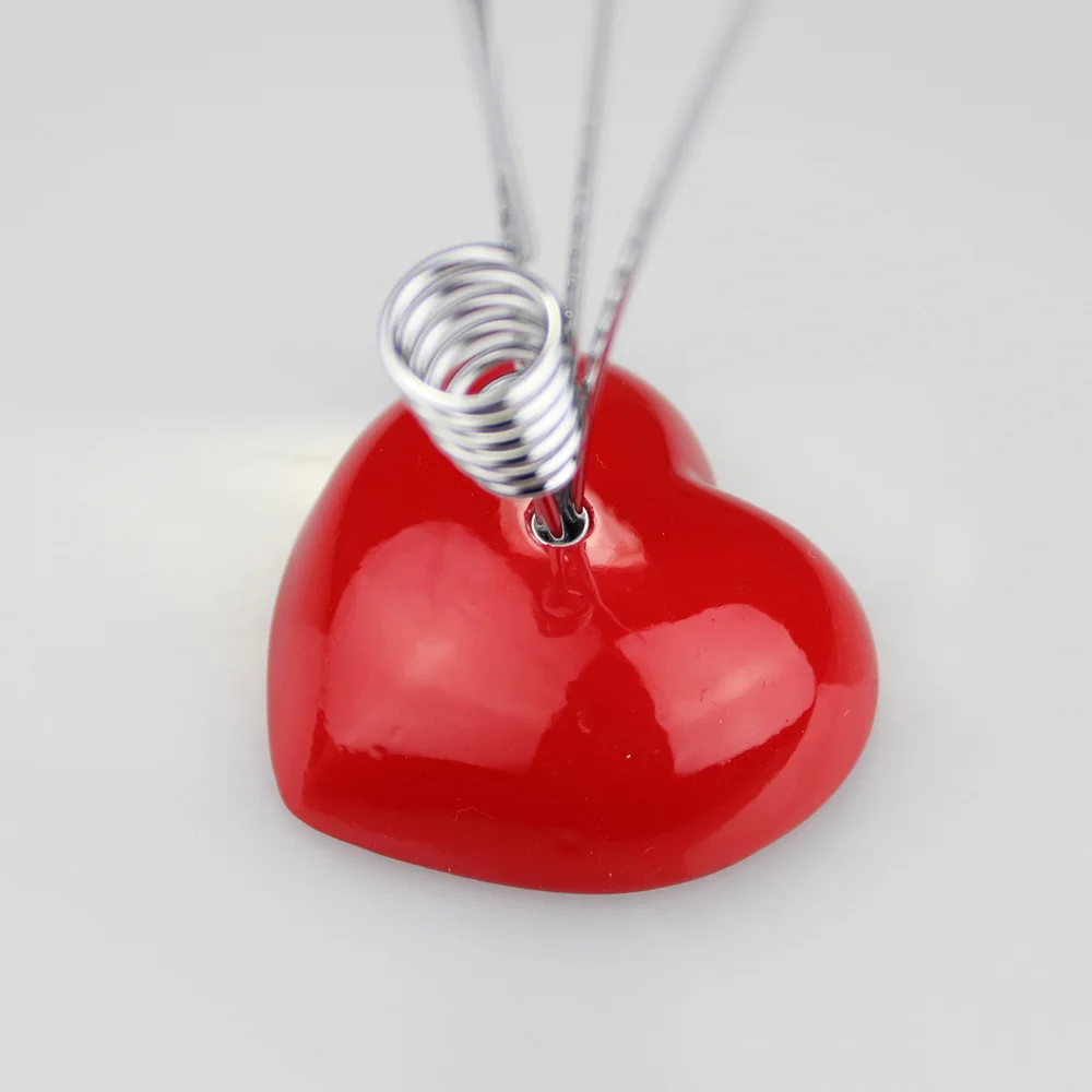 Red Heart Base 4 Heart Wire Photo Clip,Multi Message Memo Holder,Picture Clamp,Table Place Card Holder,Wedding Favo Decoration