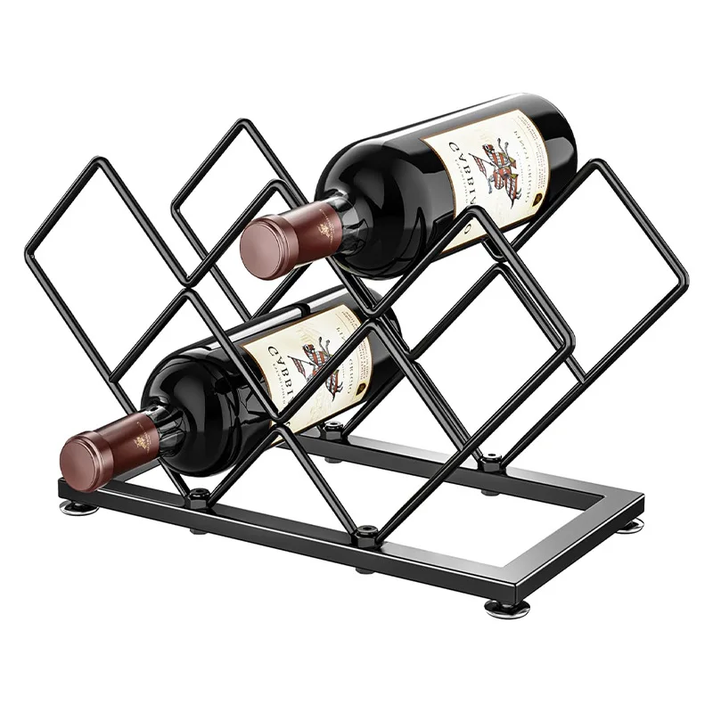 

Home Kitchen and Bar Storage Countertops Metal Small 7 Bottle Wine Rack
