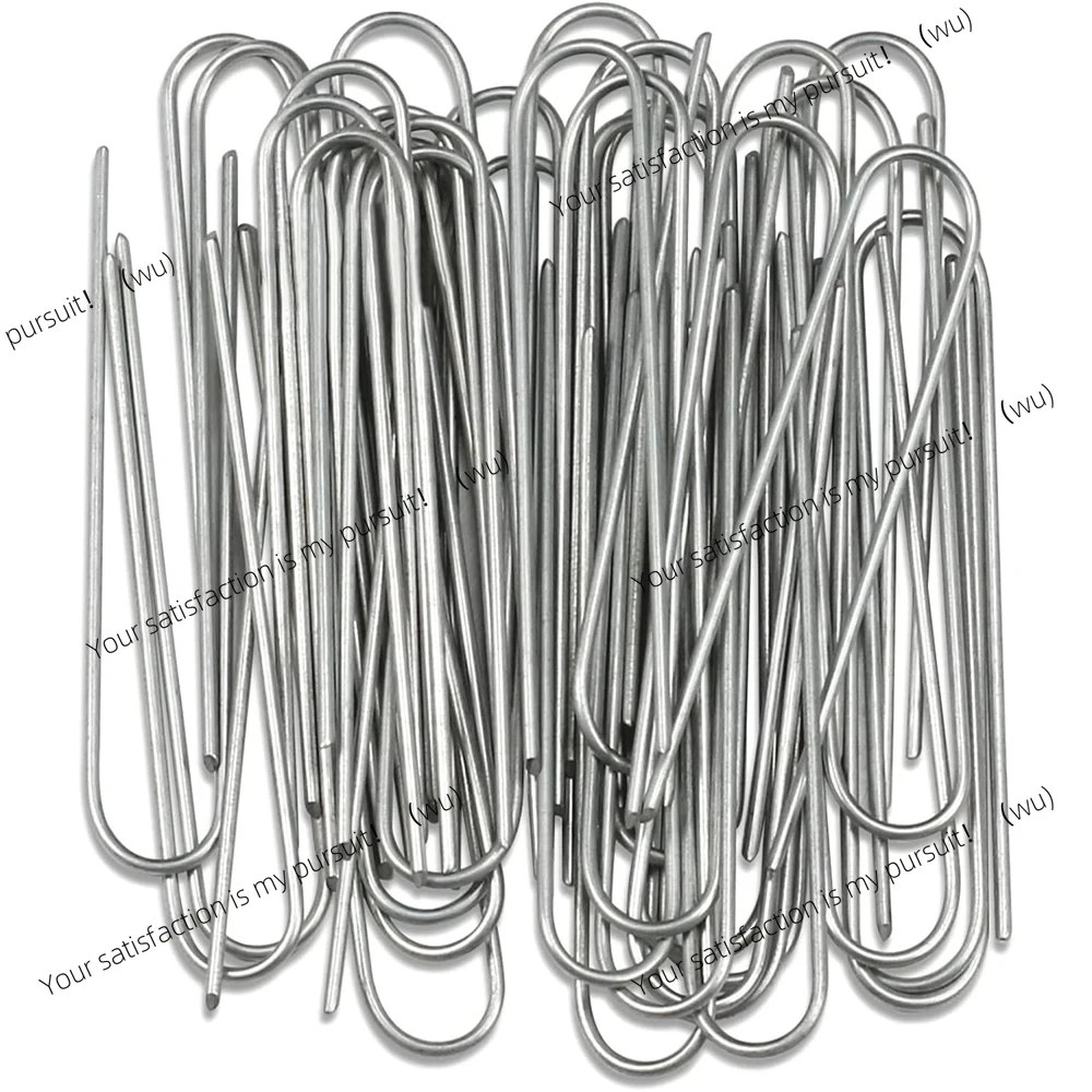 U-type Garden Staples Heavy-duty Fence Tubing Stakes Sod Pins Galvanized Landscape Spike for Holding Lawns Barrier Ground Nail