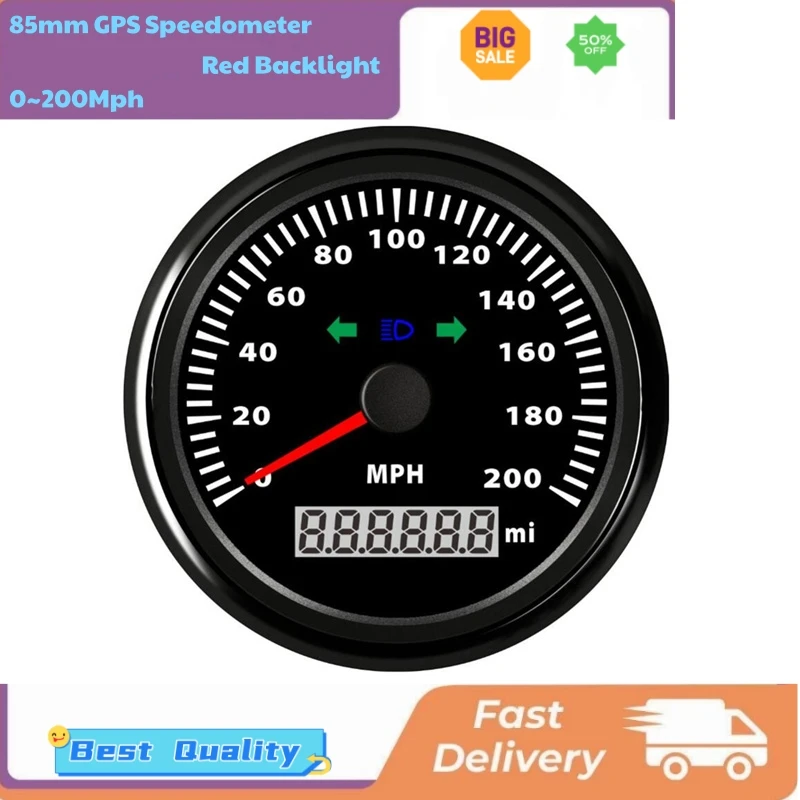 

85-мм GPS-спидометры для автомобилей (0-200 миль/ч) и морских судов с функцией указания направления движения (влево/вправо) и GPS-антенной