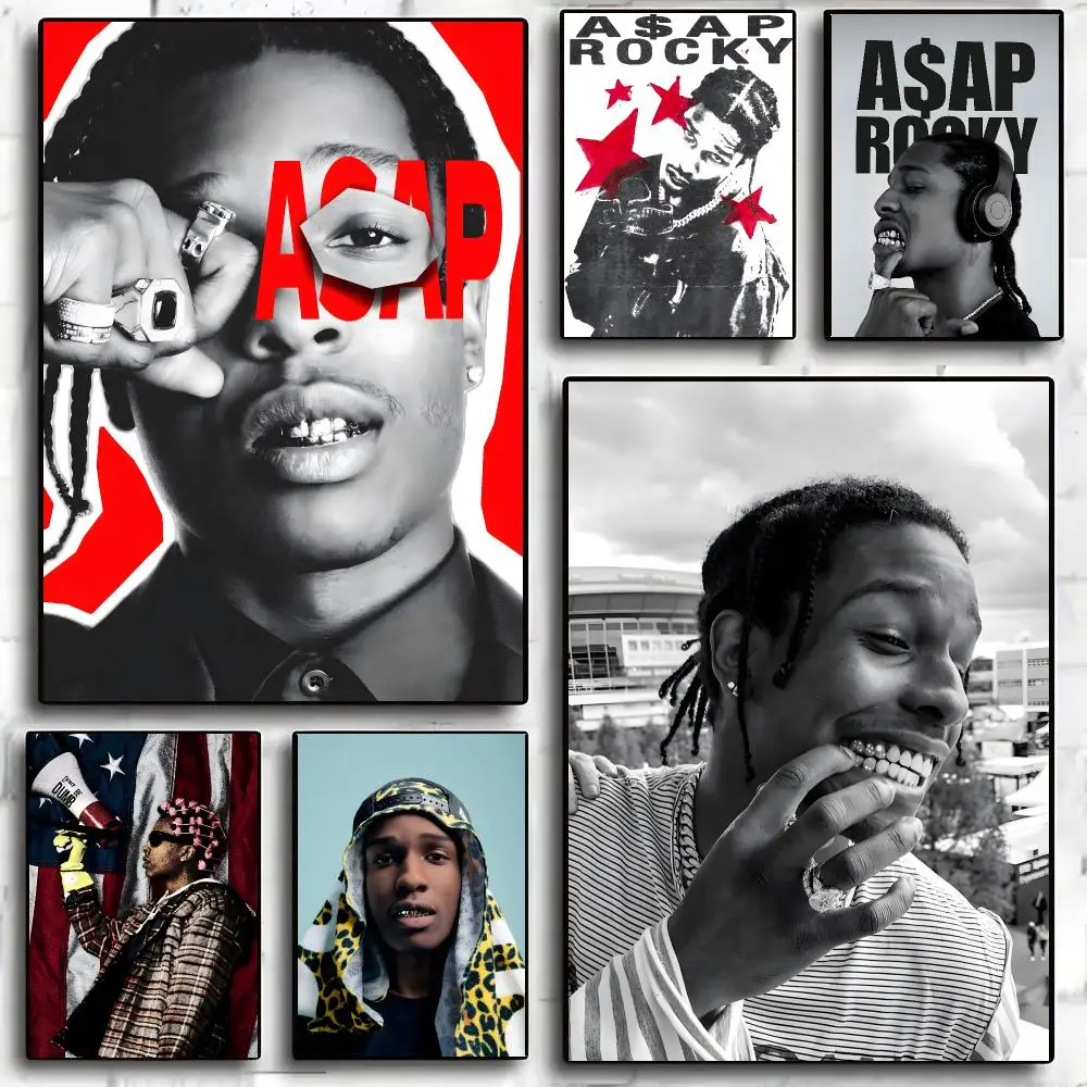 ASAP Rocky Singer Cool Poster Self-adhesive Living Room Bedroom Party Bar Decor Moisture-proof Fade-resistant