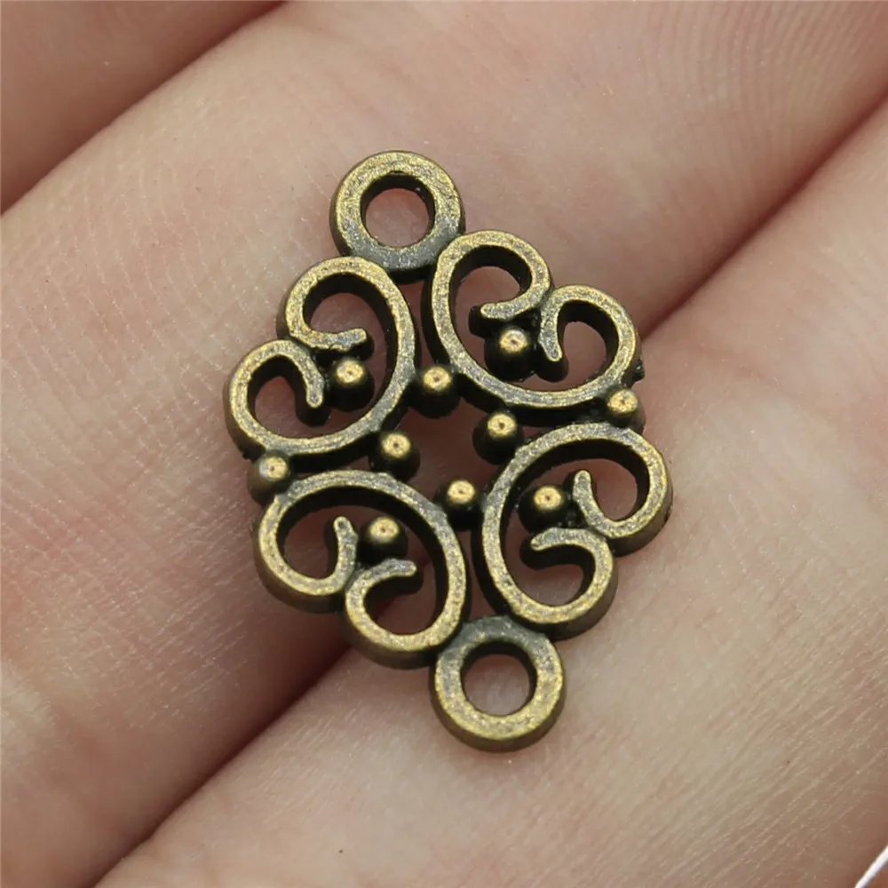 20pcs 20x13mm 2 Colors Antique Silver Color Antique Bronze Color Flower Connector Charms Pendant DIY Jewelry Materials