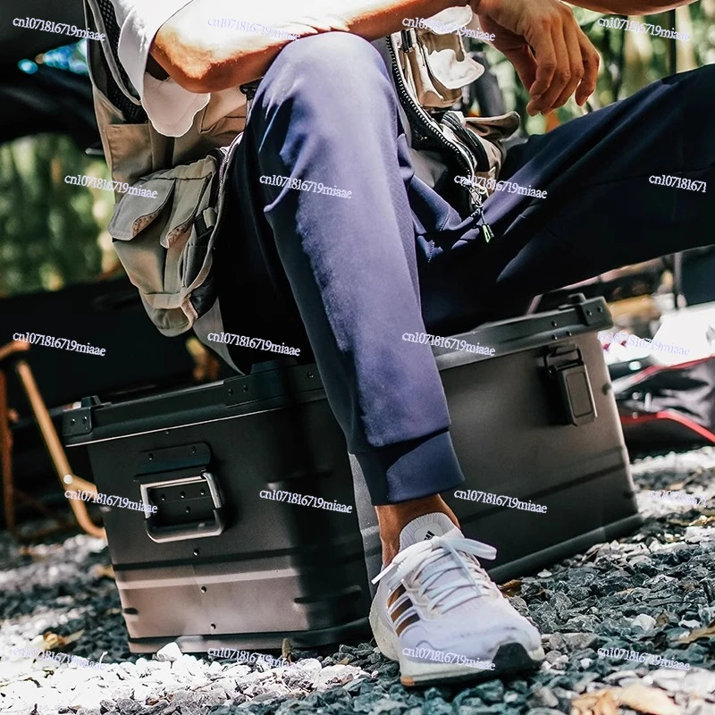 صندوق تخزين السيارة، صندوق تخزين التخييم، صندوق تخزين خارجي من سبائك الألومنيوم والمغنيسيوم باللون الأسود غير اللامع، سعة كبيرة