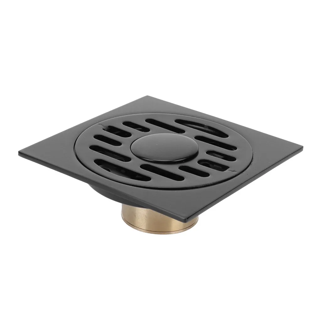 Durable Stainless Steel Floor Drain Black Dual Use Shower Drain Square Removable Grid Panel Self Sealing Drain Bathroom