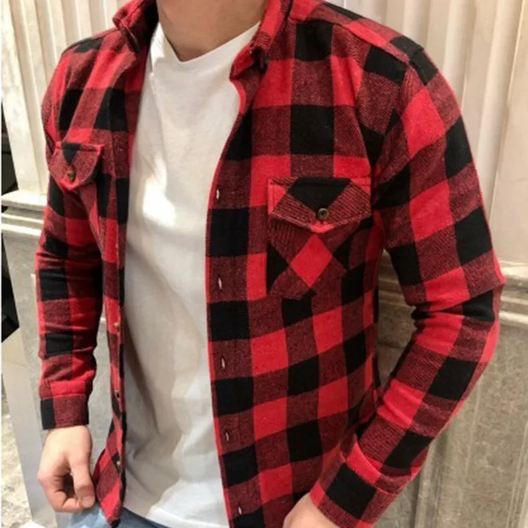 

2024 Autumn/Winter Polo Collar European and American Large Cotton and Hemp Plaid Long Sleeved Shirt