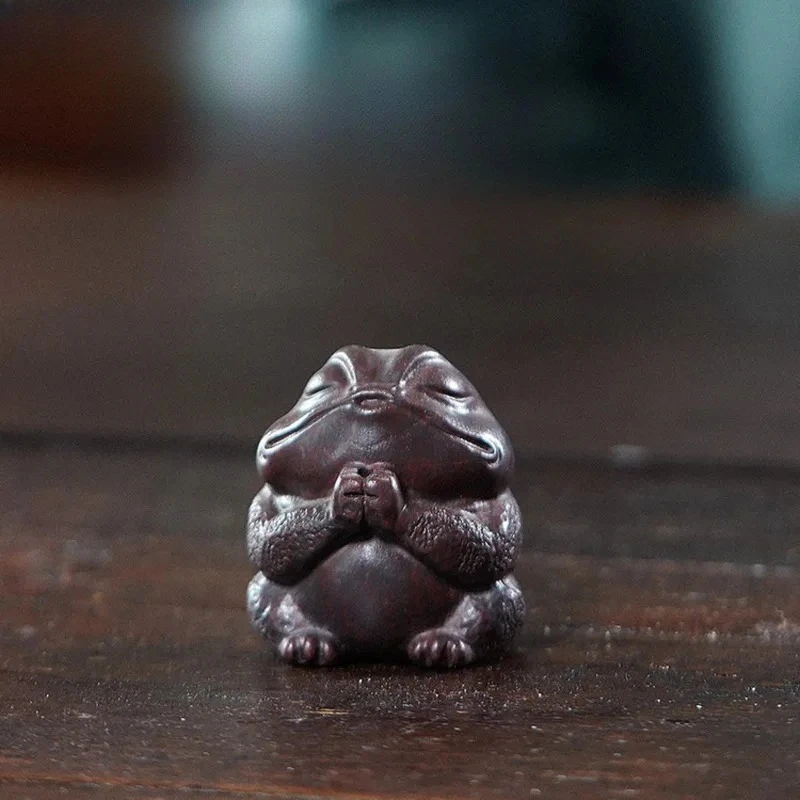 Yixing Zisha Wealth-attracting Golden Toad Tea Pet Traditional Tea Games  Figurine Play Toys  Statue Ornaments Collection