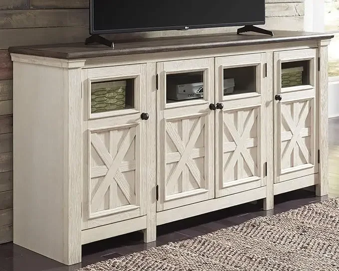 Two Tone Farmhouse TV Stand Fits TVs Up To 72