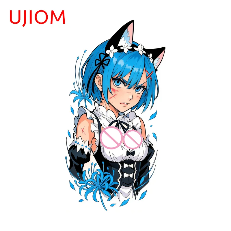 UJIOM Rem Maid Uniform Cat Ears Girl Wall Stickers Creative Graphics Windshield Decals Perfect Vinyl Exterior Accessories