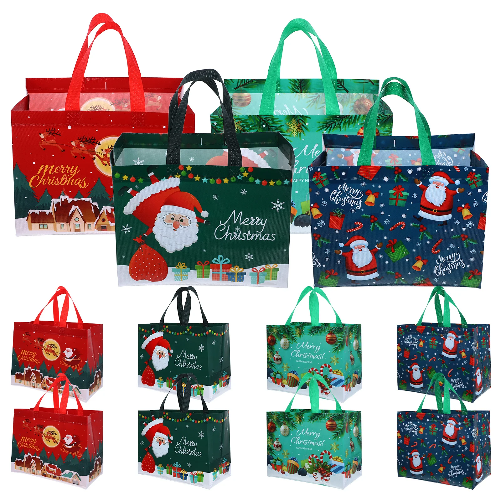 

12Pcs Christmas Present Bags Non-Woven Fabric Medium Size Party Candy Bags Xmas Treat Gift Holder Christmas Present Holder