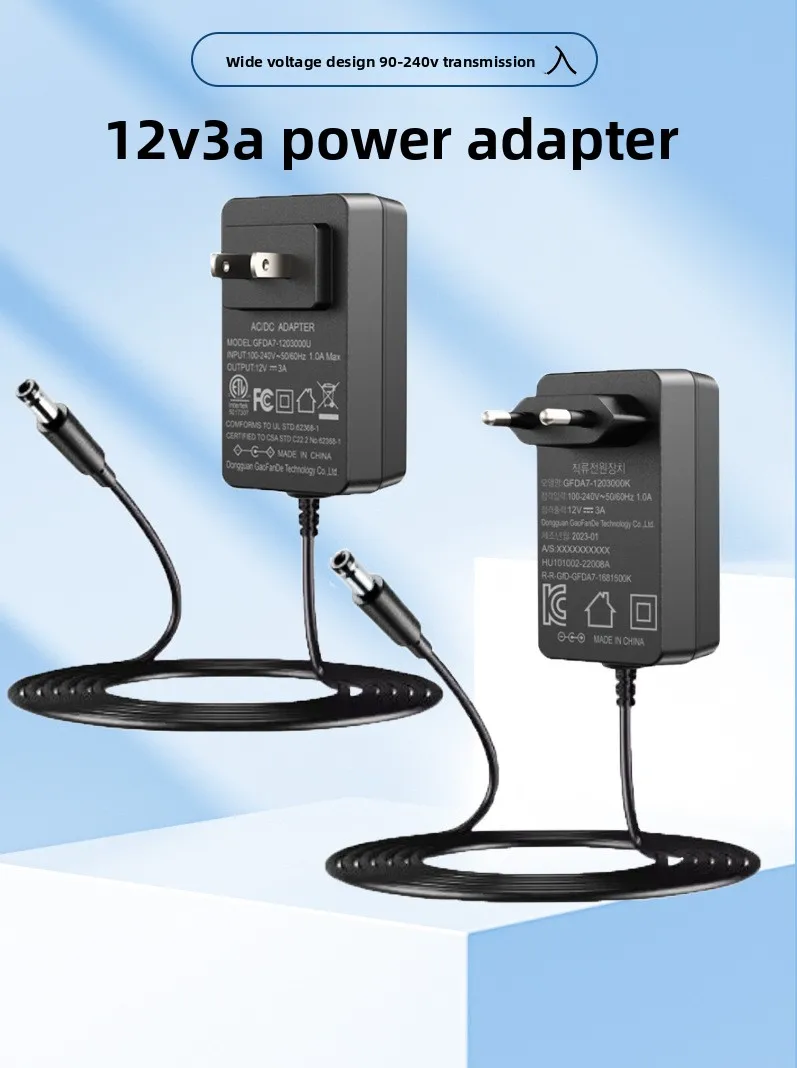 plus récent 12V 3A adaptateur d'alimentation 36W AC DC EU US AU UK prise 100V-240V adaptateur d'alimentation pour CCTV WiFi LED