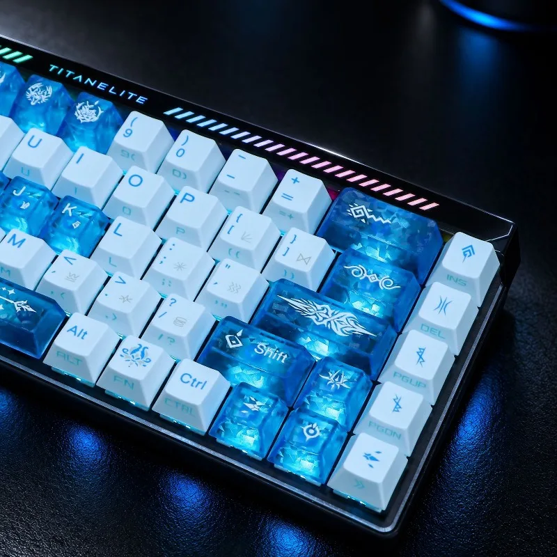 Eternal Rune Themed Mechanical Keyboard Cherry PC+PBT Dual-Material Side Printed Custom Backlit Keycaps Gaming Accessories Gift