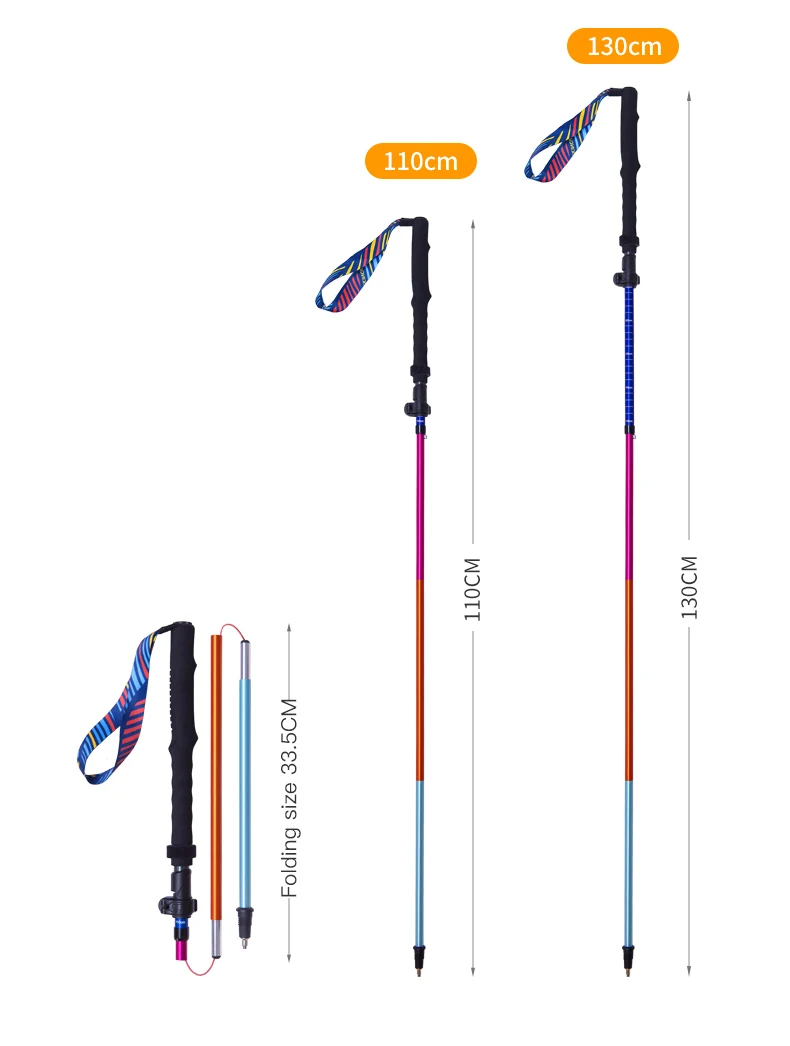 AONIJIE E4208 Rainbow Color Unisex Outdoor Hiking Pole Telescopic Adjustable Aluminum Alloy Pole Running Hiking Walking Stick