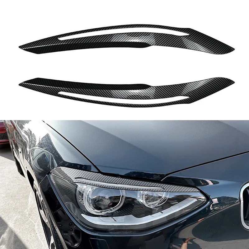 

For BMW F20 F21 1 Series 116i 118i 120i 125i Car Headlight Eyebrow Eyelid Lamp Light Eyebrows Gloss Black Carbon Fiber 2011-2019