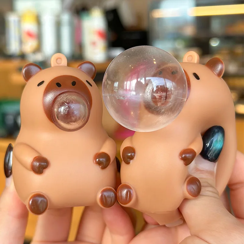 ตุ๊กตาคาปิบาร่าแบบบีบได้ ของเล่นบีบเป่าฟอง ของเล่นคลายเครียด ของตกแต่งกระเป๋าเด็ก ของขวัญสำหรับงานปาร์ตี้