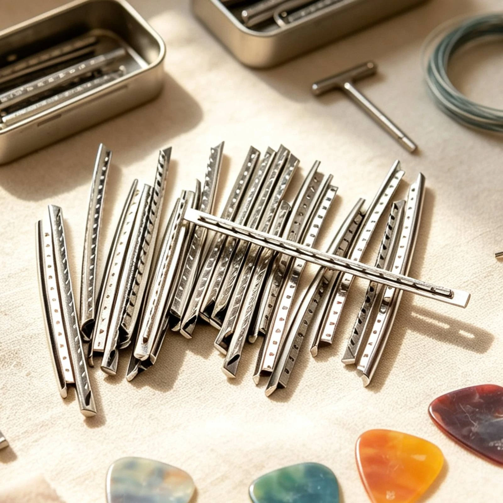 24 Pieces Guitar Fret Wire Stainless Steel Fret Wire with Triangular Impressions Fretwire 2.7 Mm Instrument Part Radiused