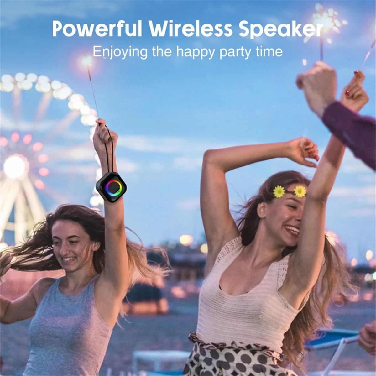 مكبر صوت لاسلكي للسفر مكبر صوت بلوتوث محمول RGB ضوء ملون مقاوم للماء مضخم صوت لاسلكي