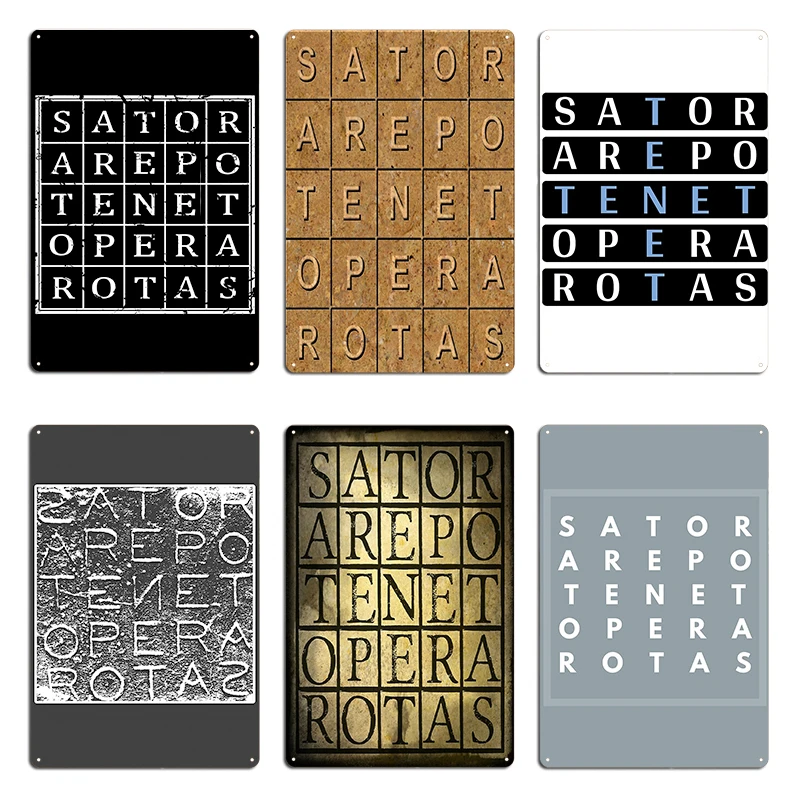 Sator Square Tenet Ancient Word Puzzle SATOR AREPO TENET OPERA ROTAS Magic Spell Metal Cinema Customize Tin Sign Poster