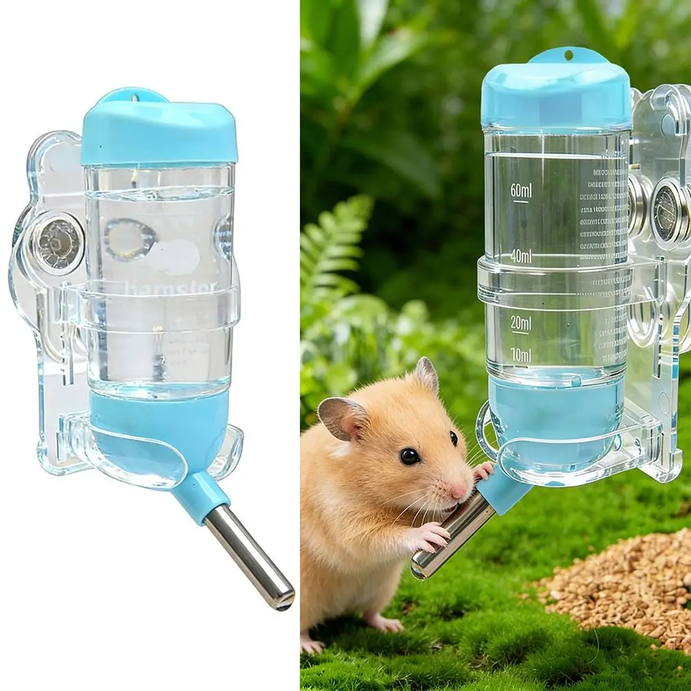 Magnetic Hamster Water Bottle Holder Transparent Adjustable Small Pet Feeder Stand Strong Adsorption Hanging