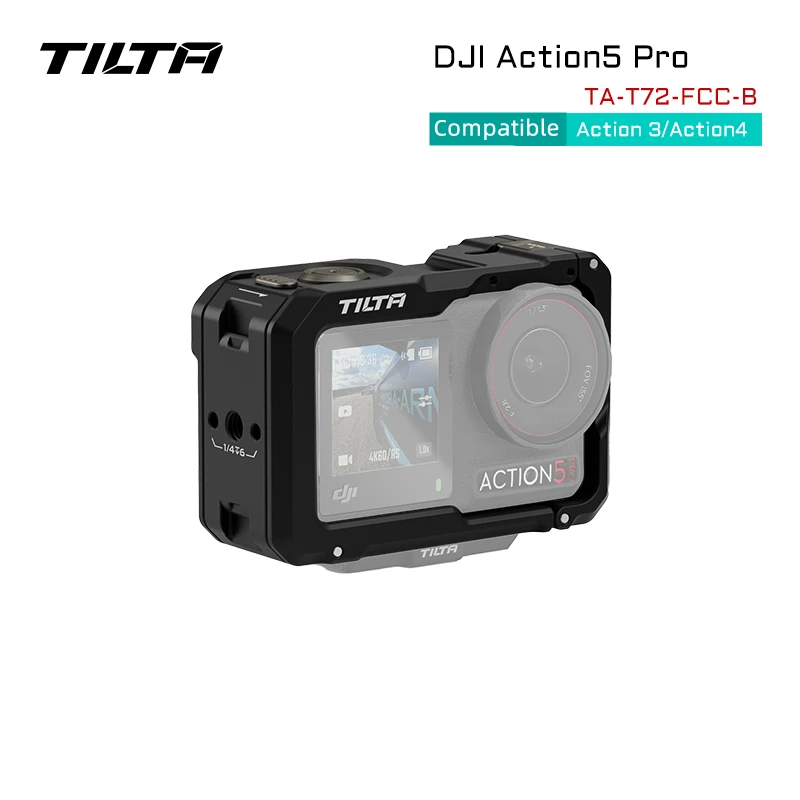 TILTA Voor DJI Osmo Action 5 Pro/4/3 Volledige Camera Kooi met Koude schoen maakt Snelle Batterij Swaps TA-T72-A mogelijk