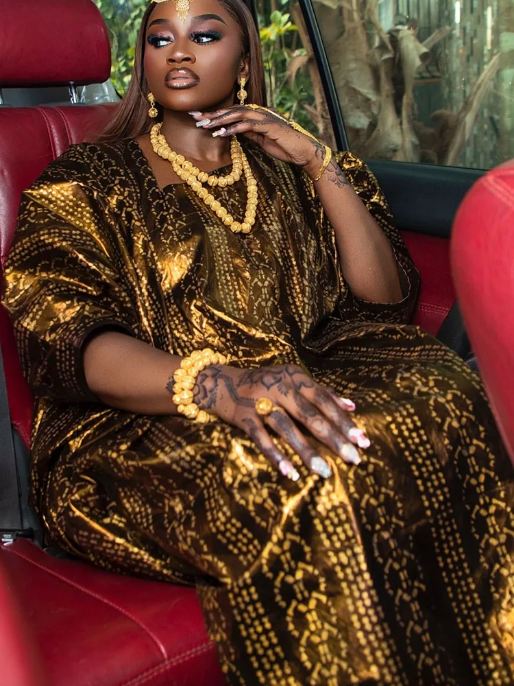 

Exclusive Women's Ramadan Celebration Boubou - Bold Print African Ankara Brocade Elegant Maxi Dress for Festive Events