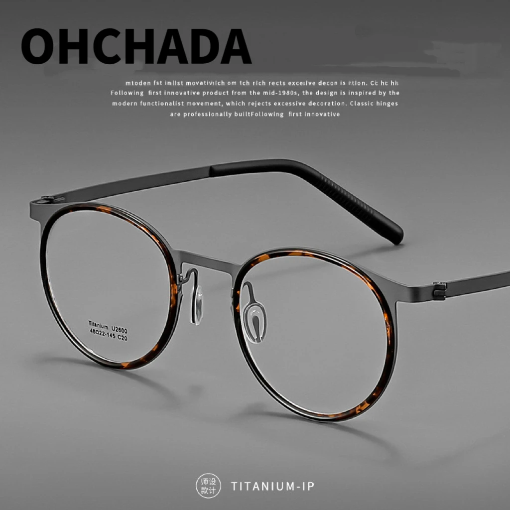 

Danish Lindberg Same Style Ultra Light Pure Titanium Glasses Frame Retro round Myopia Hyperopia Men and Women Glasses Frame