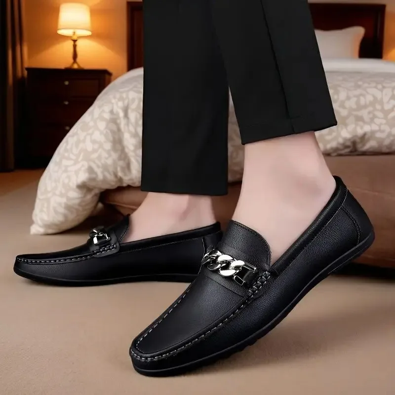 Daily casual men's leather shoes driving shoes new soft and comfortable Doudou men's shoes outdoor lazy one-pedal men