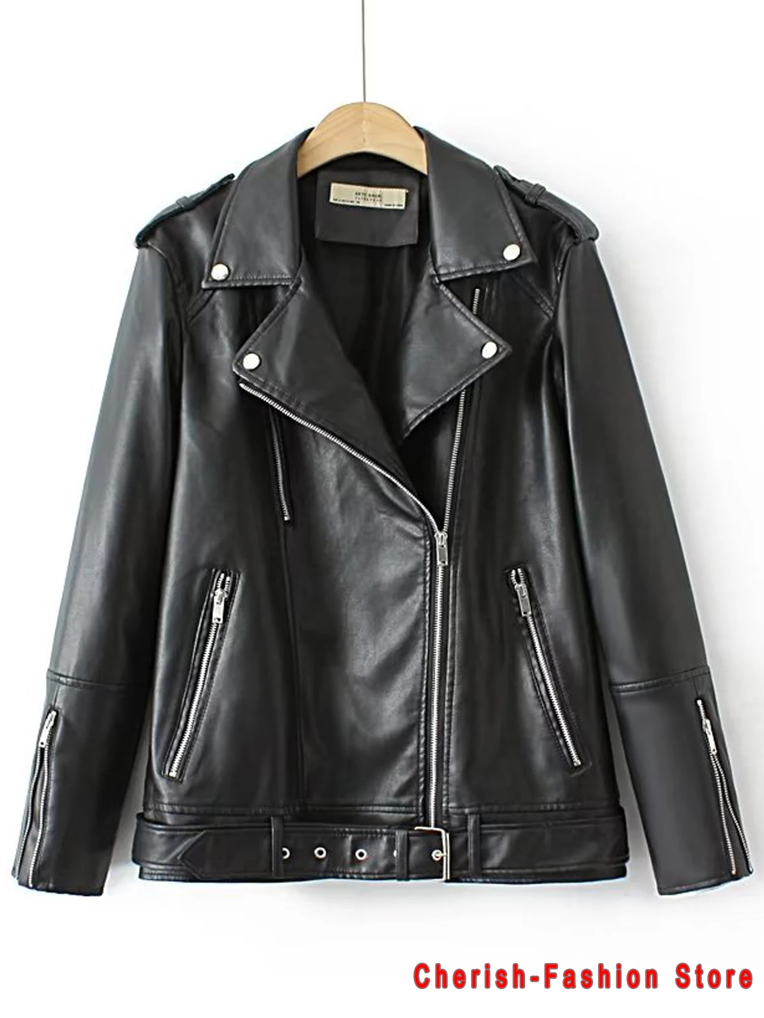Blouson similicuir PU femme noir et bleu décontracté, ample, Streetwear femme, surdimensionné, coréen Chic, printemps