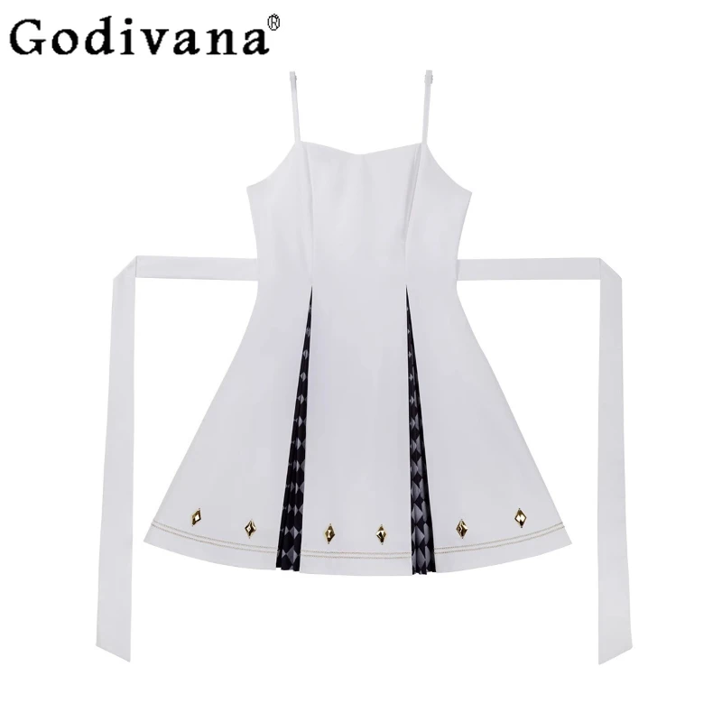 

Gothic Lolita Plaid Contrasting Color Hot Diamond Square Neck Suspender Dress 2025 Summer New Girls A-line High Waist Dresses