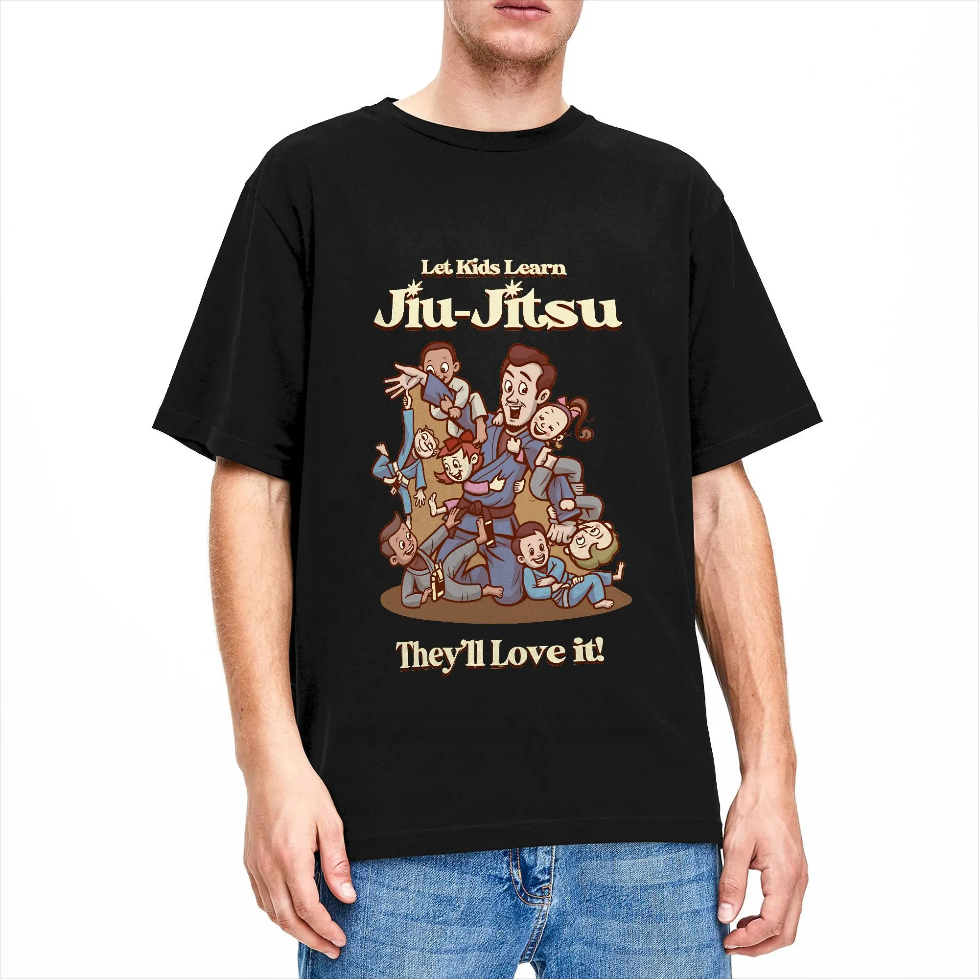 Learn Jiu Jitsu They Will Love T Shirts for Men Cotton Vintage T-Shirts Round Collar  Tee Shirt Short Sleeve Tops Gift Idea