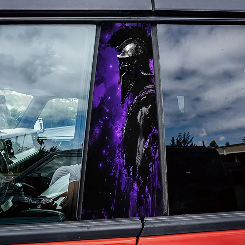 

2pcs Car Center Pillar Window Film Spartan Warrior Glossy protective polyethylene film