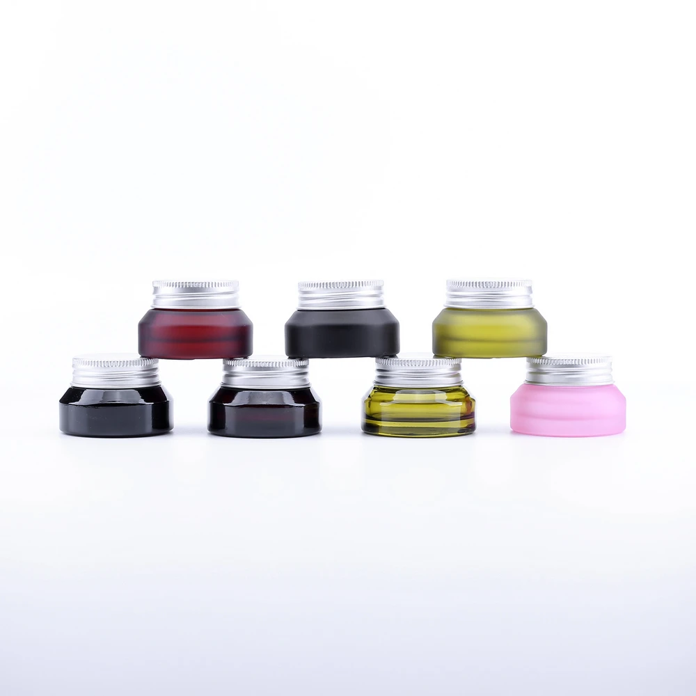 

5pcs 15G Pink Black Amber Green Empty Packing Botellas Rellenables Glass Cosmetic Jar Makeup Container Lotion Bottle Face Cream