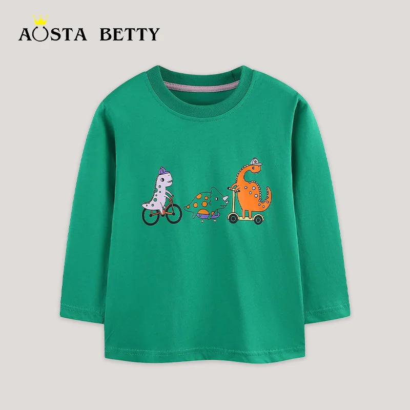 European and American fashion children's long-sleeved T-shirts autumn new boys' sweatshirts dinosaur printed round neck pullover