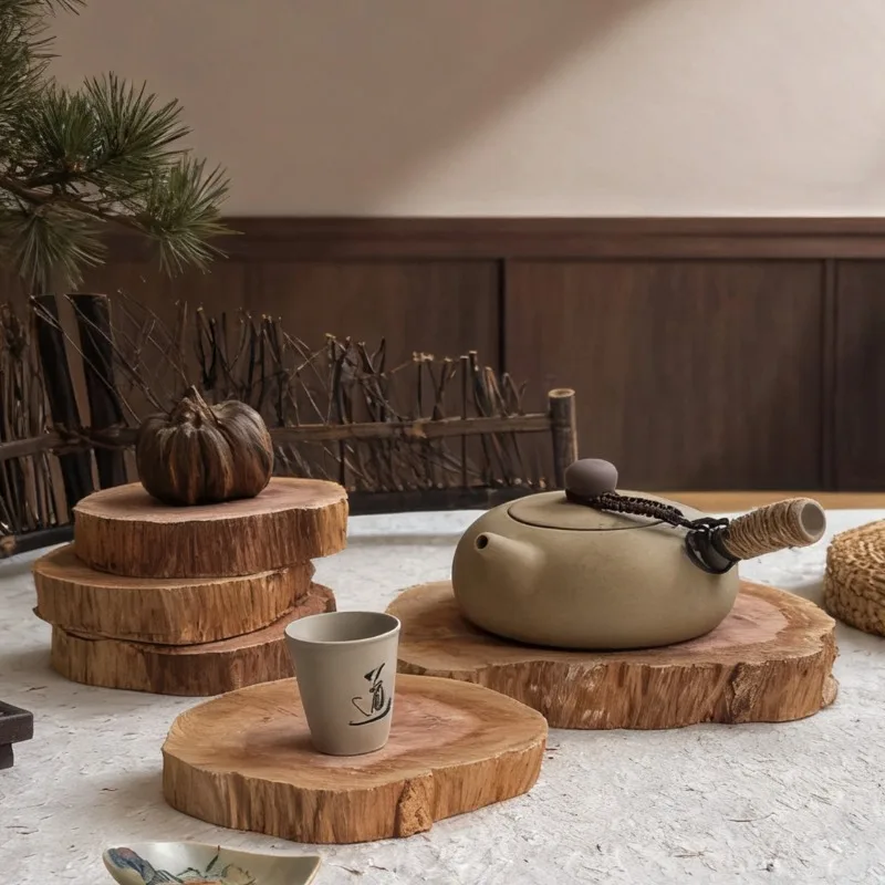 1PC Rosewood Stove Mat Natural Wood Zen Style Base Non Slip Heat Insulation Pad for Tea Room Home Decor Household Goods
