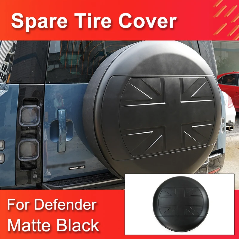 Matte Black Spare tire cover for Land Rover Defender 90/110 2020-2023 with ABS Material Tire Protective Cover Rear Trunk Spare