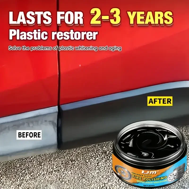 Motorcycle-purpose car tire shine and protection wax - plastic renovator, interior enhancer, tire protector, black gloss formul view 2