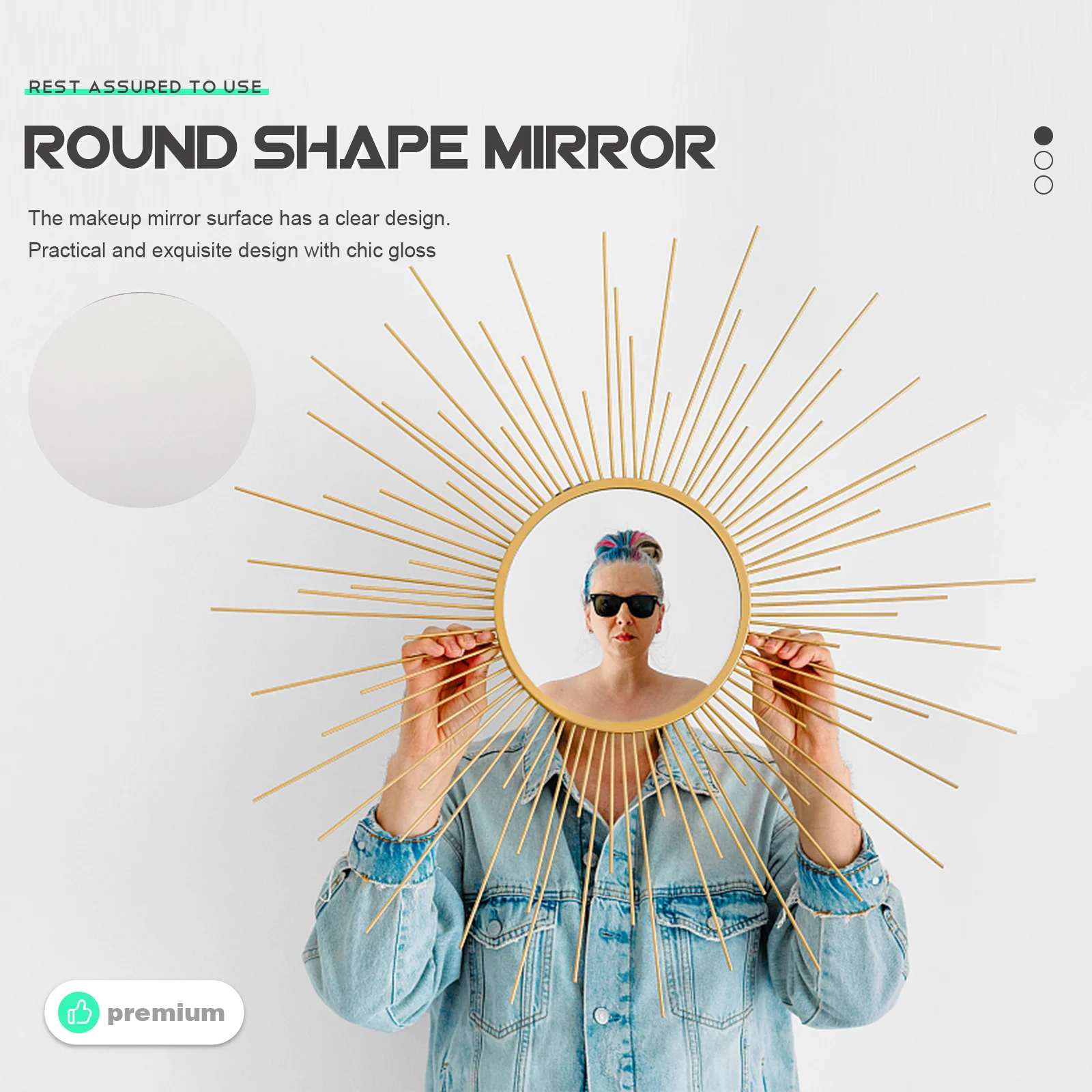 

Round Vanity Mirror True Non Reversing Decorative Room Makeup Household Student Durable Acrylic Sheet DIY Table Glossy Sturdy