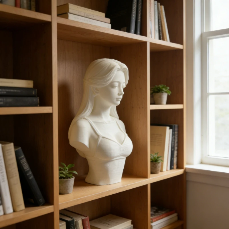 Frozen Beauty - Withered Flower Elf Bust Statue, Aesthetic Home & Game Desk Decor for Living Room, Desktop, Shelf