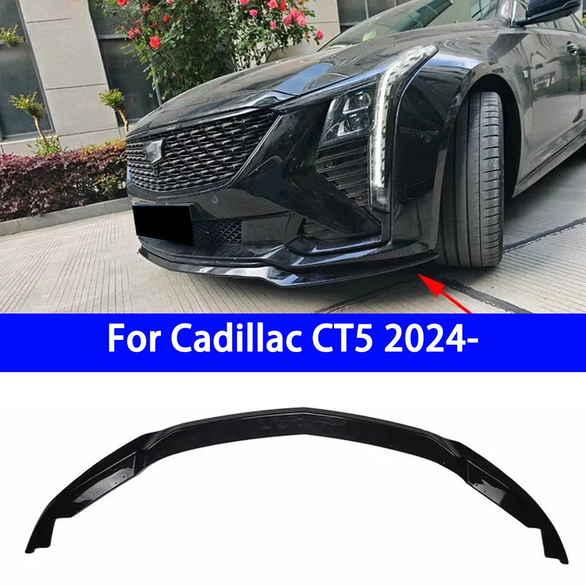 Suitable for Cadillac CT5 Front Shovel 24-26ct5v - Black Wing Front Lip Surrounding The Lower Lip of The Car's Front Bumper