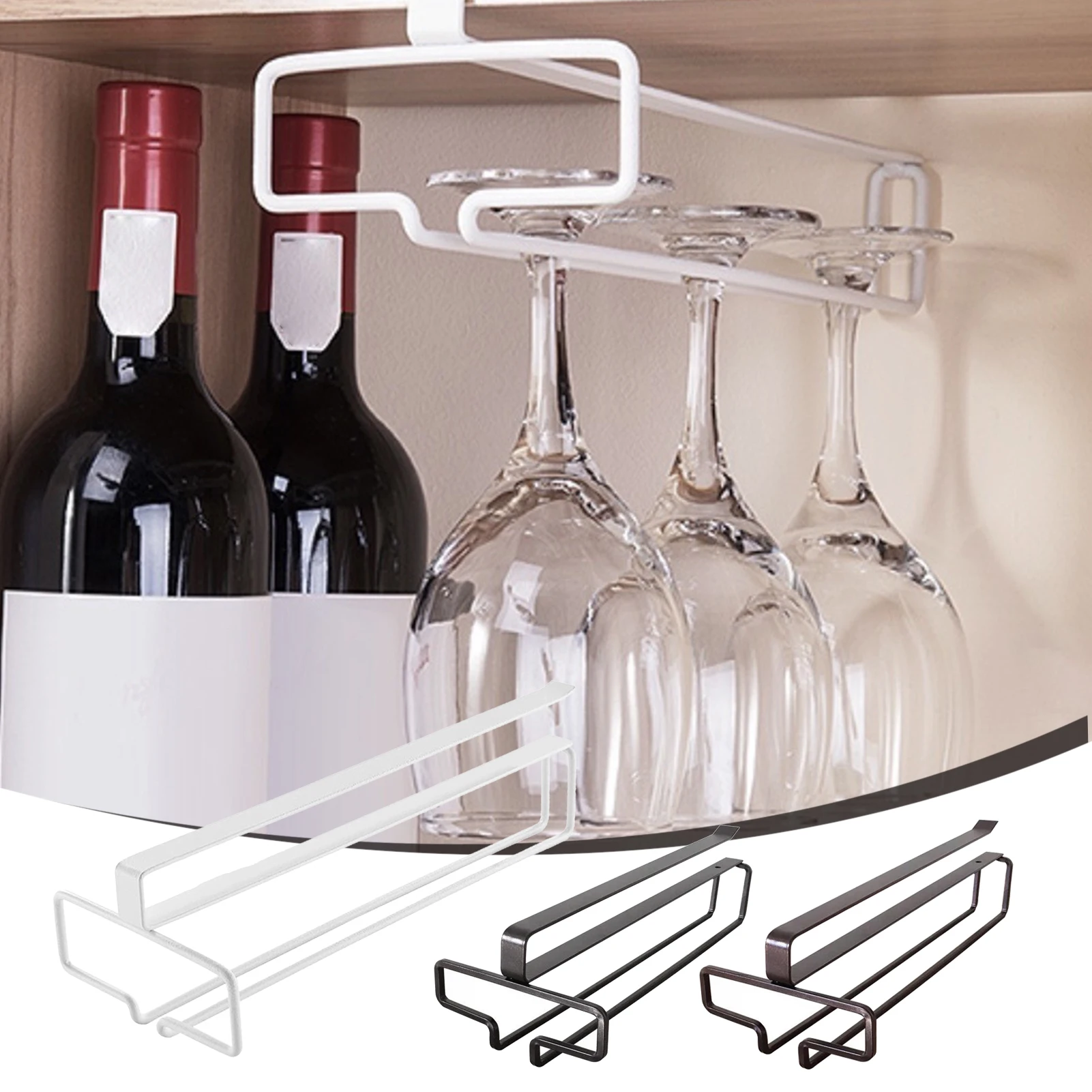 Hanging Red Wine Glass Storage Rack, Home High Footed Cup Storage Rack Without Punching Holes, Inverted Drain Rack